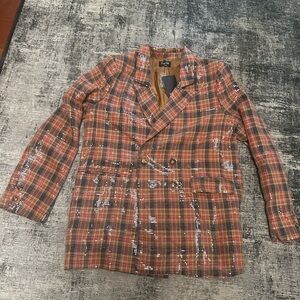 Plaid sequin blazer, new with tags. Oversized fit.
